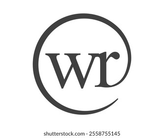 WR logo from two letter with circle shape email sign style. W and R round logotype of business company for brand identity.