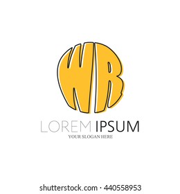 WR Logo. Vector Graphic Sphere Branding Letter Element. White Background