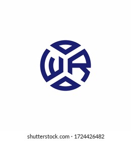 WR monogram logo with abstract shapes in modern style design template