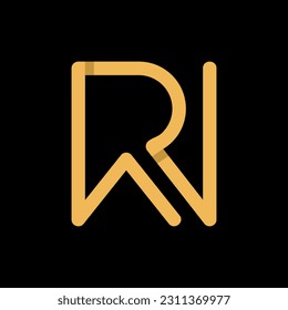 logotipo de monograma WR la combinación de las letras R y W, plantilla de logotipo de línea minimalista aislada en fondo negro