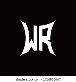 WR monogram logo with sharped shape design template isolated on black background