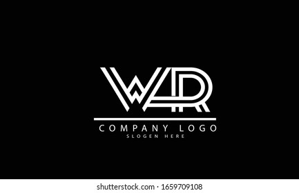 Plantilla monograma abstracto del logotipo del vector WR RW