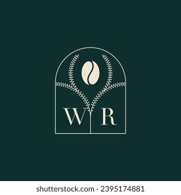 WR Unique and simple logo design combination of letters and coffee bean