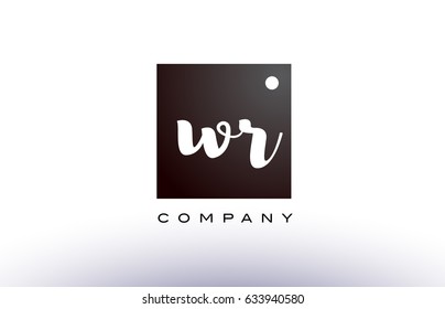 WR W R black white handwritten handwriting alphabet company letter logo square design template dot dots creative abstract