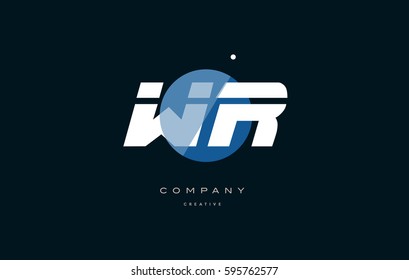 wr w r  blue circle dot big font alphabet company letter logo white design vector icon template 
