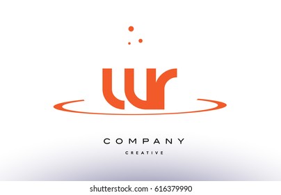 WR W R creative orange swoosh dots alphabet company letter logo design vector icon template