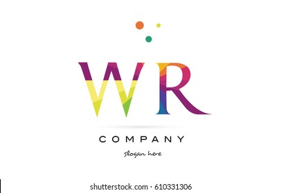 wr w r  creative rainbow colors colored alphabet company letter logo design vector icon template