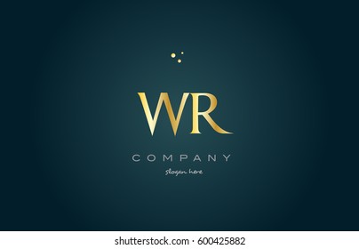 wr w r  gold golden luxury product metal metallic alphabet company letter logo design vector icon template green background