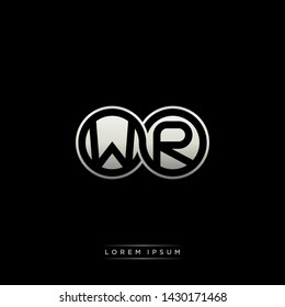 WR W R initial letter linked circle capital monogram logo modern template silver color edition