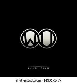 WR W R initial letter linked circle capital monogram logo modern template silver color edition
