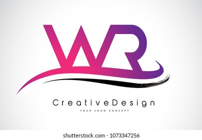 WR W R Letter Logo Design in Black Colors. Creative Modern Letters Vector Icon Logo Illustration.