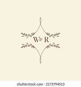 WR wedding initial logo letters in high quality professional design that will print well across any print media
