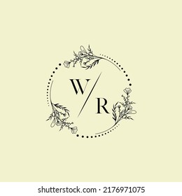 Letras iniciales del logotipo de boda WR en un diseño profesional de alta calidad que se imprimirán en cualquier medio impreso