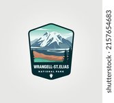 wrangell saint elias national park sticker logo design, wrangell mountain vector illustration design