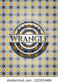 Wrangle arabic style emblem. Arabesque decoration.