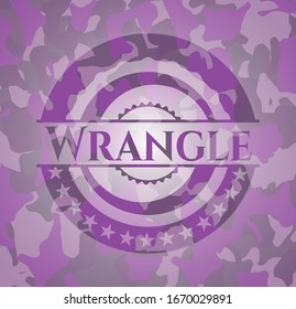 Wrangle pink on camo pattern. Vector Illustration. Detailed.