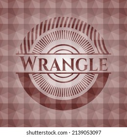 Wrangle red emblem or badge with geometric pattern background. Seamless. 
