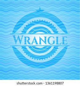 Wrangle sky blue water wave style badge.