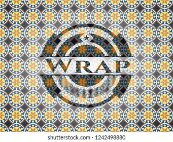 Wrap arabic emblem background. Arabesque decoration.