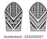 Wrap around arm polynesian tattoo set design. Pattern aboriginal samoan. illustration EPS10