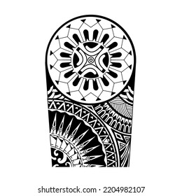 Wrap around arm polynesian tattoo design. Pattern aboriginal samoan.