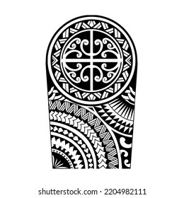 Ajustar el diseño de un tatuaje polinesio de brazo. Patrón samoano aborigen.