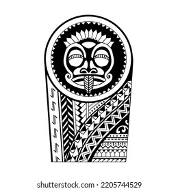 Ajustar el diseño de un tatuaje polinesio de brazo. Patrón samoano aborigen.