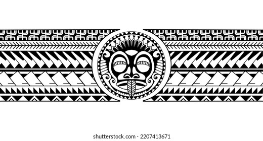 Wrap around arm polynesian tattoo design. Pattern aboriginal samoan.