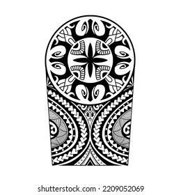 Ajustar el diseño de un tatuaje polinesio de brazo. Patrón samoano aborigen.