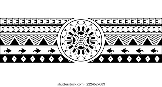 Wrap around arm polynesian tattoo design. Pattern aboriginal samoan.