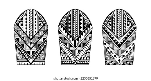 Wrap around arm polynesian tattoo set design. Pattern aboriginal samoan. illustration EPS10