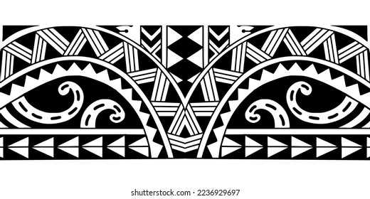 Wrap around arm polynesian tattoo design. Pattern aboriginal samoan. Vector illustration eps10.