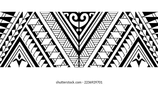 Wrap around arm polynesian tattoo design. Pattern aboriginal samoan. Vector illustration eps10.