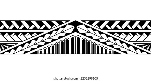 Wrap around arm polynesian tattoo design. Pattern aboriginal samoan. Vector illustration eps10.