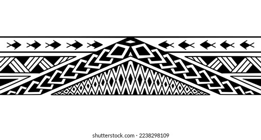 Wrap around arm polynesian tattoo design. Pattern aboriginal samoan. Vector illustration eps10.