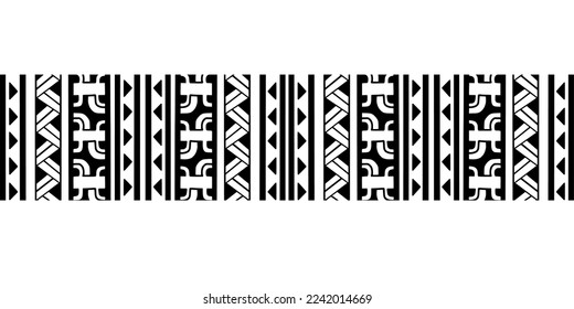 Wrap around arm polynesian tattoo design. Pattern aboriginal samoan. Vector illustration eps10.