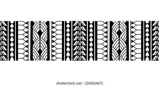 Wrap around arm polynesian tattoo design. Pattern aboriginal samoan. Vector illustration eps10.