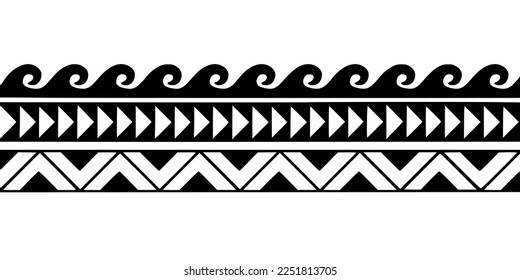 Wrap around arm polynesian tattoo design. Pattern aboriginal samoan. Vector illustration eps10.