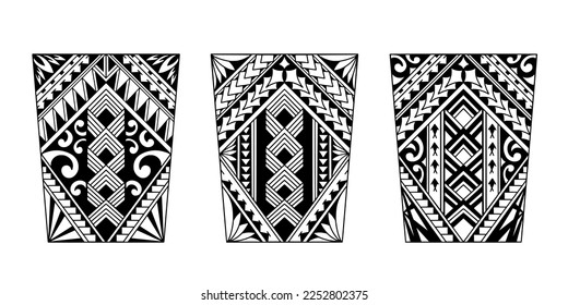 Wrap around arm polynesian tattoo set design. Pattern aboriginal samoan. illustration EPS10