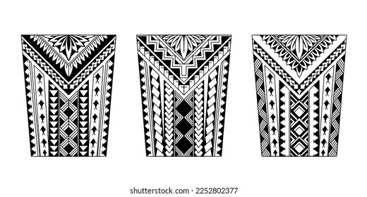 Wrap around arm polynesian tattoo set design. Pattern aboriginal samoan. illustration EPS10