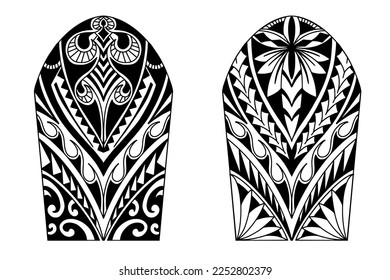 Wrap um Arm polynesisches Tattoo Set Design. Muster aborigines Samoan. Abbildung EPS10