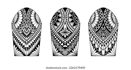 Wrap around arm polynesian tattoo set design. Pattern aboriginal samoan. illustration EPS10