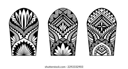 Wrap around arm polynesian tattoo set design. Pattern aboriginal samoan. illustration EPS10