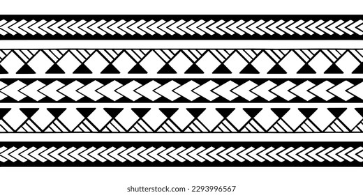 Wrap around arm polynesian tattoo design. Pattern aboriginal samoan. Vector illustration eps10.