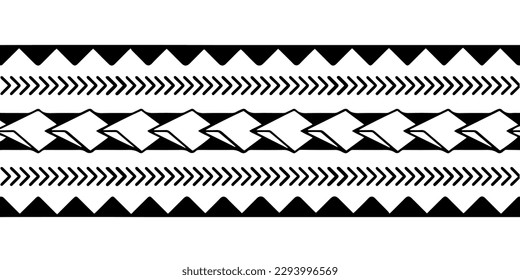 Wrap around arm polynesian tattoo design. Pattern aboriginal samoan. Vector illustration eps10.