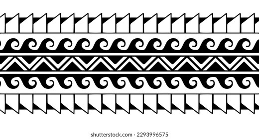 Wrap around arm polynesian tattoo design. Pattern aboriginal samoan. Vector illustration eps10.