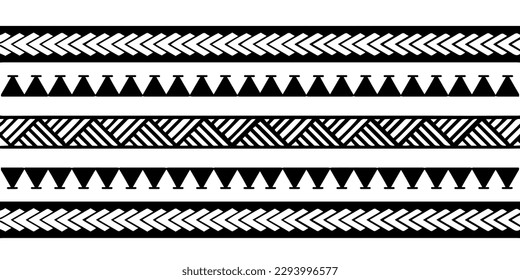 Wrap around arm polynesian tattoo design. Pattern aboriginal samoan. Vector illustration eps10.