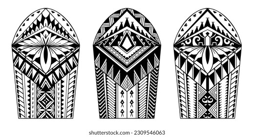 Wrap around arm polynesian tattoo set design. Pattern aboriginal samoan. illustration EPS10