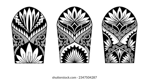 Wrap around arm polynesian tattoo set design. Pattern aboriginal samoan. illustration EPS10