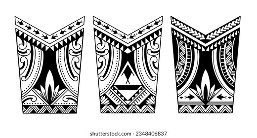 Wrap around arm polynesian tattoo set design. Pattern aboriginal samoan. illustration EPS10